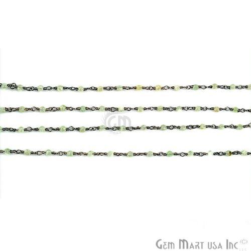 Prehnite 2mm Oxidized Wire Wrapped Rosary Chain (763008450607)