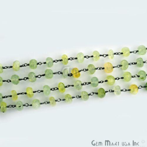 Prehnite 6-7mm Oxidized Wire Wrapped Rosary Chain (763008843823)