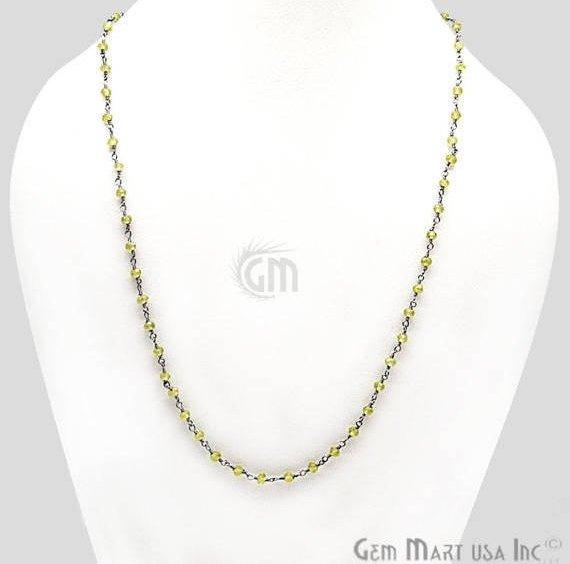 Round Bead Wire Wrapped Necklace Chain (Pick your Gemstone, Plating) - GemMartUSA