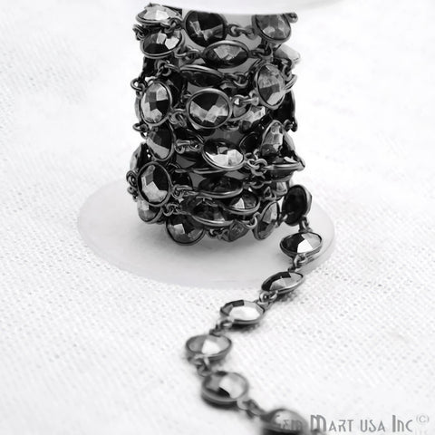 Pyrite Round 8mm Black Plated Bezel Continuous Connector Chain