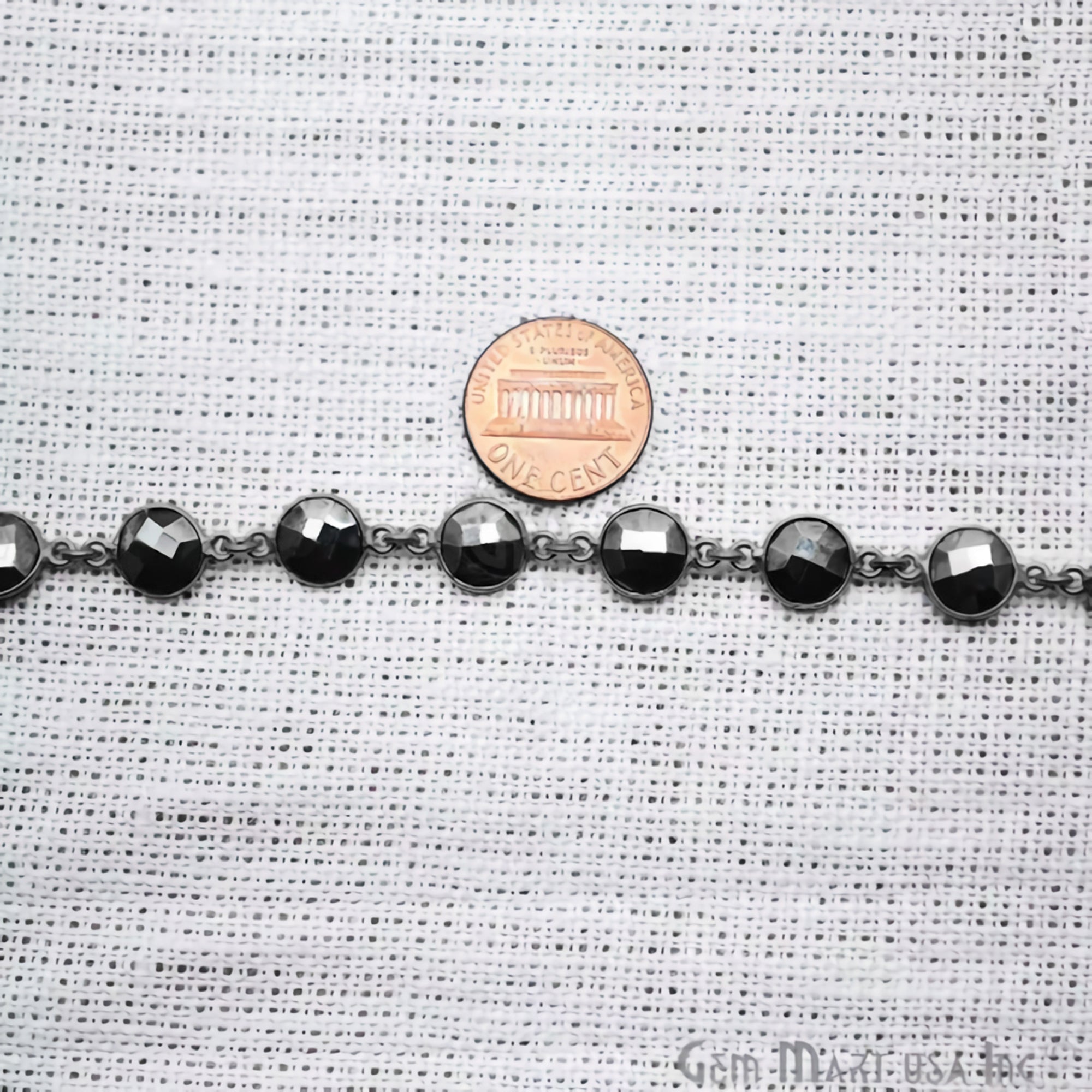 Pyrite Round 8mm Black Plated Bezel Continuous Connector Chain