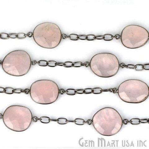 Rose Chalcedony 15mm Oxidized Bezel Link Connector Chain (764038938671)