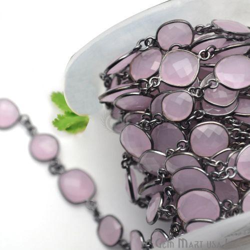 Rose Chalcedony 10mm Mix Shape Oxidized Continuous Connector Chain (764251144239)