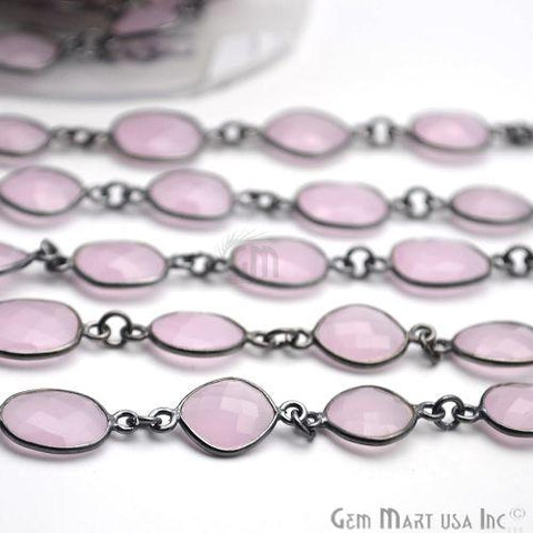 Rose Chalcedony 10mm Mix Shape Oxidized Continuous Connector Chain (764251144239)