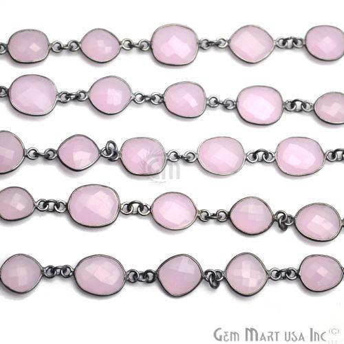 Rose Chalcedony 10mm Mix Shape Oxidized Continuous Connector Chain (764251144239)