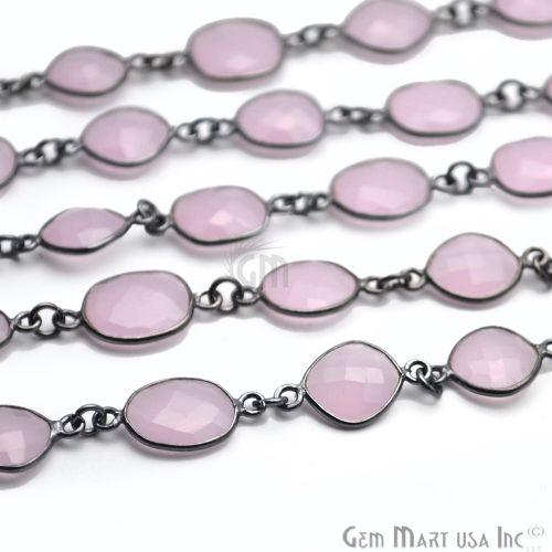 Rose Chalcedony 10mm Mix Shape Oxidized Continuous Connector Chain (764251144239)