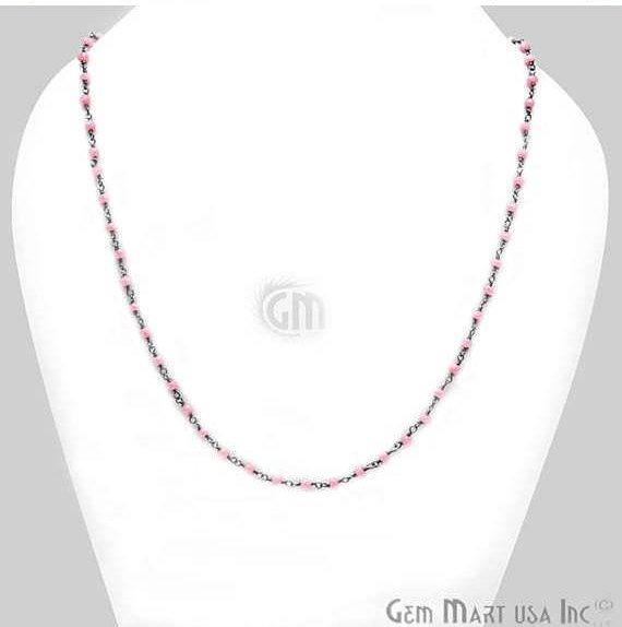 Round Bead Wire Wrapped Necklace Chain (Pick your Gemstone, Plating) - GemMartUSA