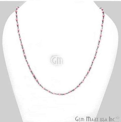 Round Bead Wire Wrapped Necklace Chain (Pick your Gemstone, Plating) - GemMartUSA