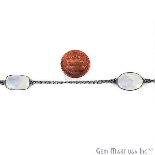 Rainbow Moonstone 10-15mm Oxidized Link Bezel Connector Chain (764039299119)