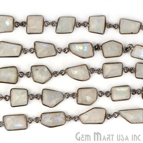 Rainbow Moonstone 10-15mm Oxidized Continuous Connector Chain (764010594351)