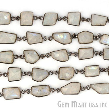 Rainbow Moonstone 10-15mm Oxidized Continuous Connector Chain (764010594351)