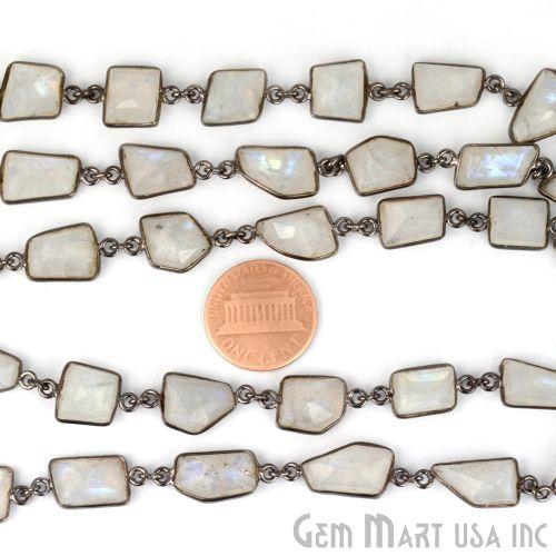 Rainbow Moonstone 10-15mm Oxidized Continuous Connector Chain (764010594351)