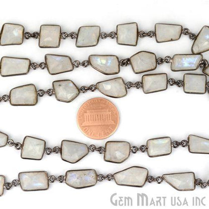 Rainbow Moonstone 10-15mm Oxidized Continuous Connector Chain (764010594351)