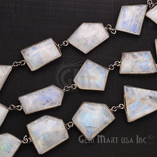 Rainbow Moonstone 10-12mm Free Form Oxidized Continuous Connector Chain