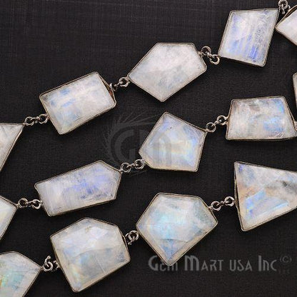 Rainbow Moonstone 10-12mm Free Form Oxidized Continuous Connector Chain