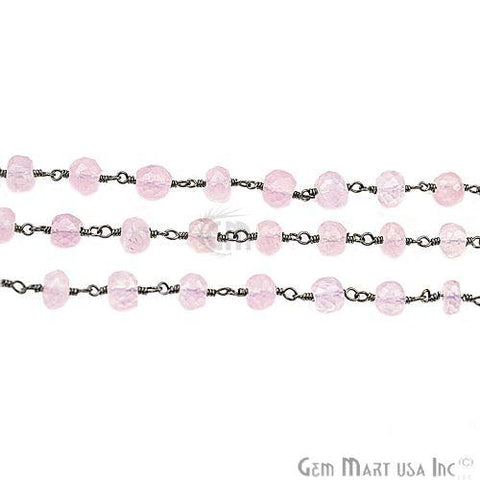 Rose Quartz 5-6mm Oxidized Wire Wrapped Beads Rosary Chain (763594866735)