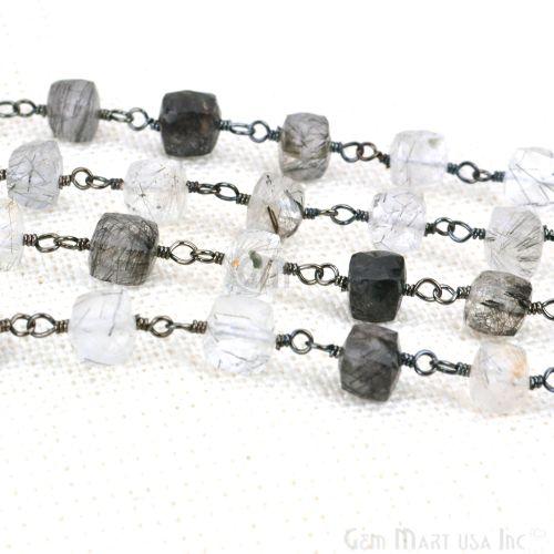 Rutilated Box 7-8mm Oxidized Wire Wrapped Beads Rosary Chain (763597389871)