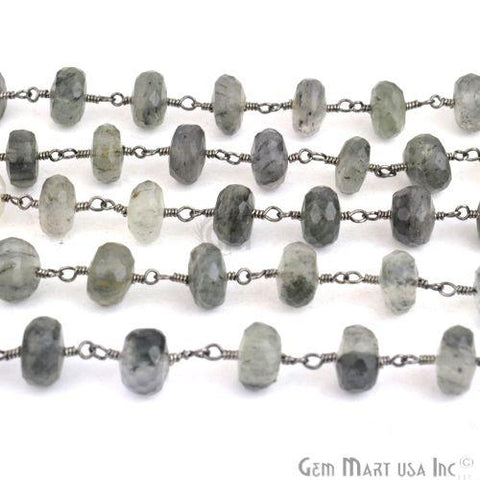 Rutilated 8-9mm Beads Oxidized Wire Wrapped Rosary Chain (763600404527)
