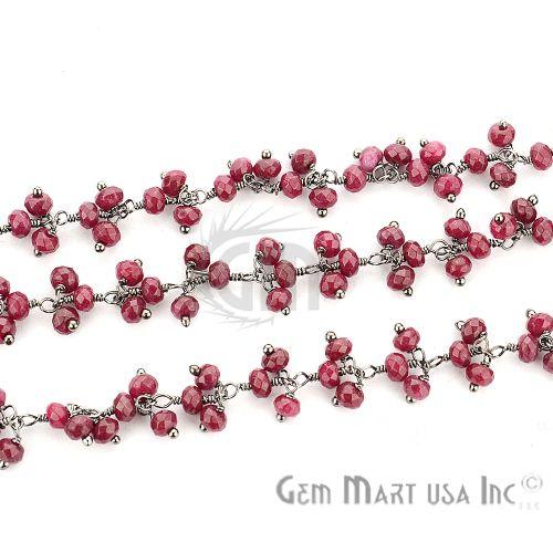 Ruby Chalcedony Faceted Beads Oxidized Wire Wrapped Cluster Dangle Chains (764159590447)