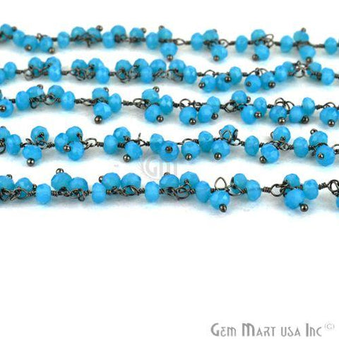 Sky Blue Cluster Beads Oxidized Wire Wrapped Dangle Rosary Chains (764159819823)