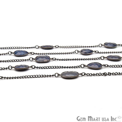 Sapphire Mix Shape 10-15mm Oxidized Bezel Connector Chain