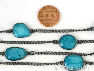 Turquoise 10-15mm Oxidized Bezel Connector Link Rosary Chain (764040183855)