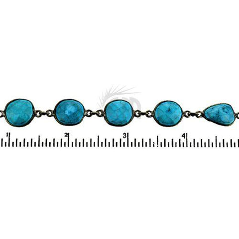 Turquoise 10mm Oxidized Bezel Continuous Connector Chain (764254650415)
