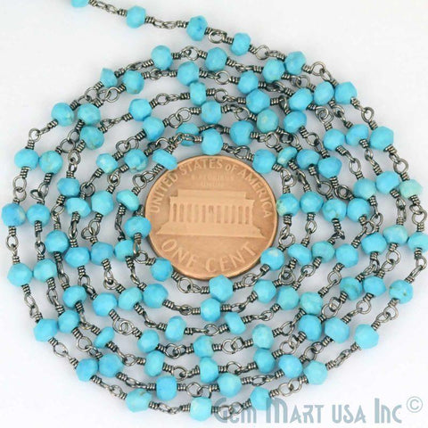 Turquoise Oxidized Wire Wrapped Beads Rosary Chain (762750631983)