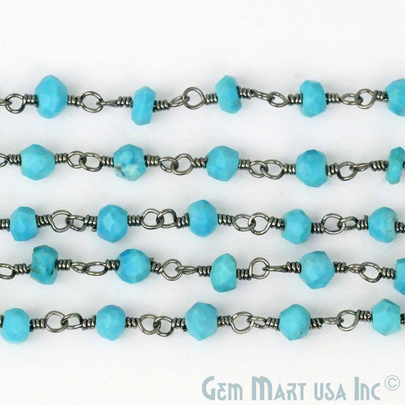 Turquoise Oxidized Wire Wrapped Beads Rosary Chain (762750631983)