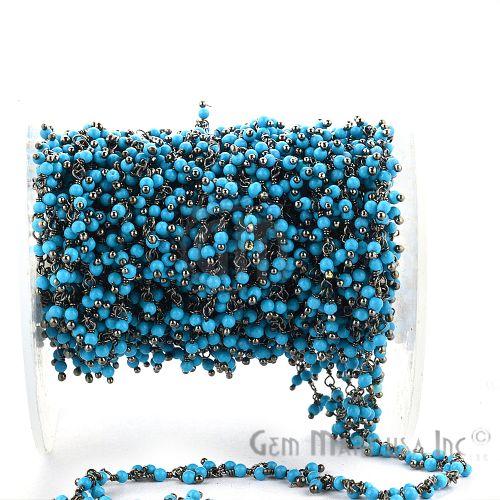 Turquoise Faceted Beads Oxidized Wire Wrapped Cluster Rosary Chain (764160835631)