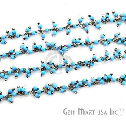 Turquoise Faceted Beads Oxidized Wire Wrapped Cluster Rosary Chain (764160835631)