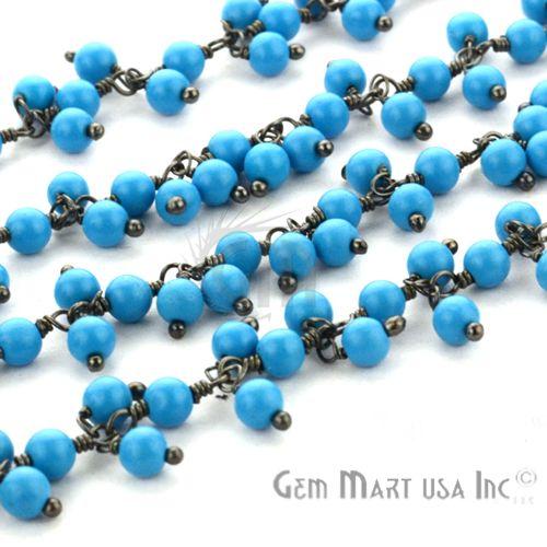 Turquoise Faceted Beads Oxidized Wire Wrapped Cluster Dangle Rosary Chains (764161392687)