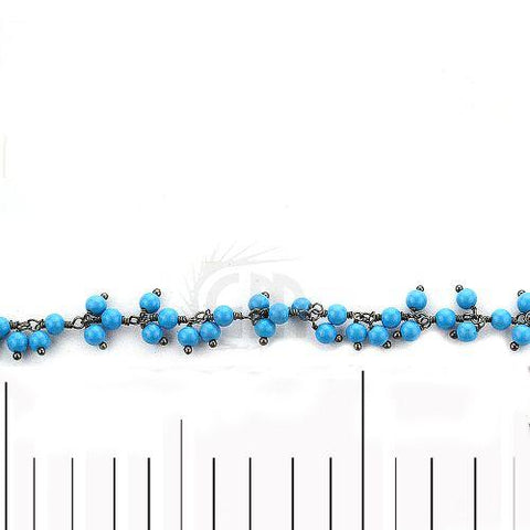 Turquoise Faceted Beads Oxidized Wire Wrapped Cluster Dangle Rosary Chains (764161392687)