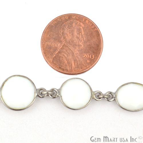 White Agate 10mm Faceted Oxidized Bezel Continuous Connector Chain (764255305775)