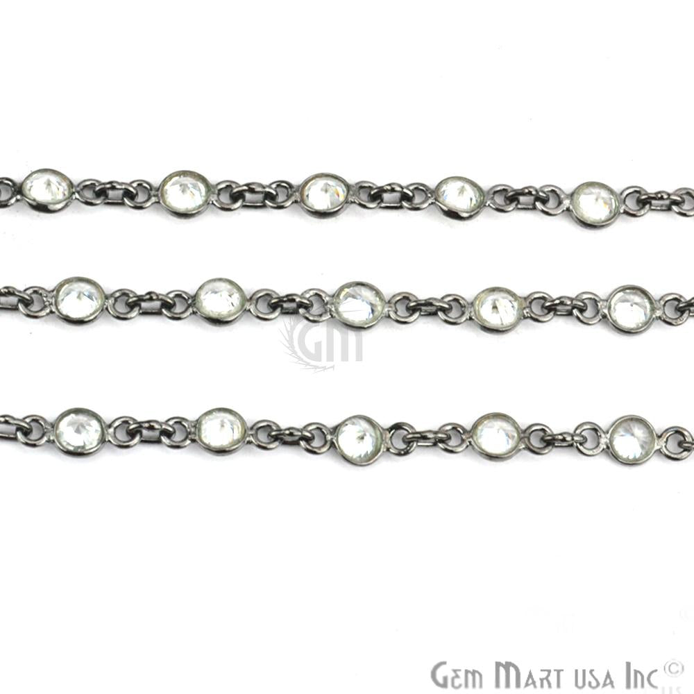 White Zircon 4mm Round Oxidized Continuous Connector Chain (764255928367)