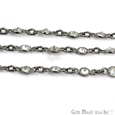 White Zircon 4mm Round Oxidized Continuous Connector Chain (764255928367)