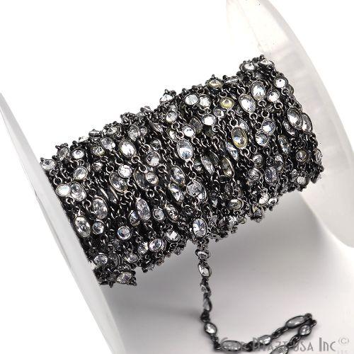 White Zircon 4mm Oxidized Continuous Connector Chain (764042739759)