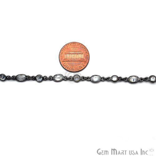 White Zircon 4mm Oxidized Continuous Connector Chain (764042739759)