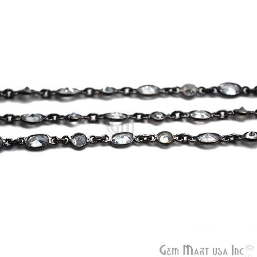 White Zircon 4mm Oxidized Continuous Connector Chain (764042739759)