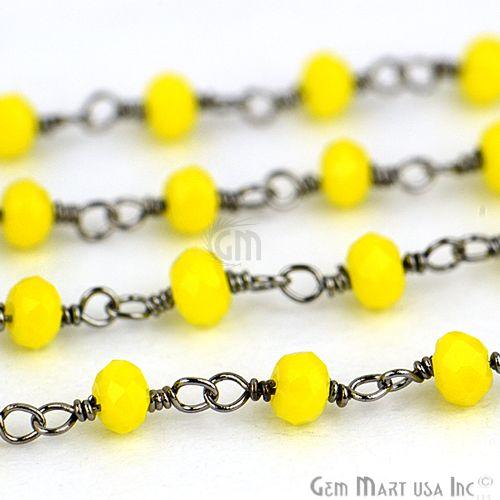 Yellow Chalcedony Oxidized Wire Wrapped Beads Rosary Chain (762806370351)