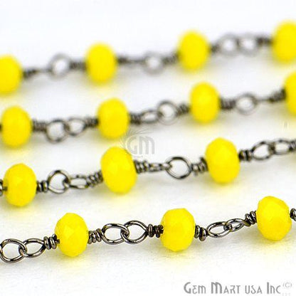 Yellow Chalcedony Oxidized Wire Wrapped Beads Rosary Chain (762806370351)