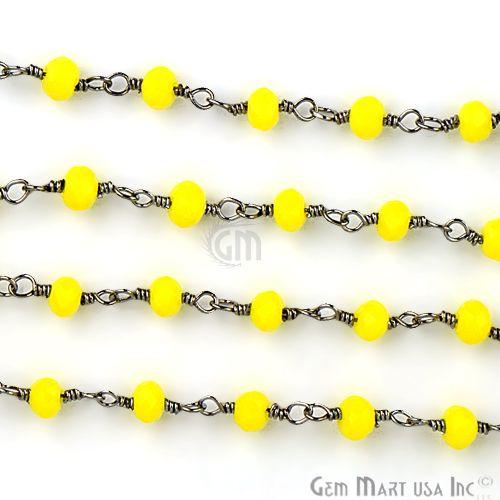 Yellow Chalcedony Oxidized Wire Wrapped Beads Rosary Chain (762806370351)