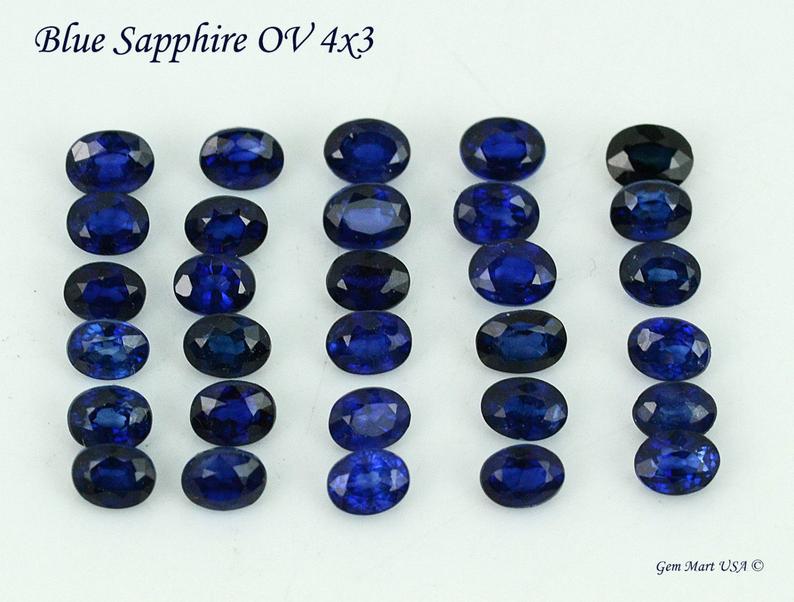 10Cts Lot Sapphire mix Loose Gemstones Oval 4x3mm Diffused Sapphire Natural - GemMartUSA