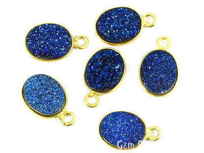 Titanium Druzy 8x10mm Oval Bezel Gemstone Connector (Pick Your Color, Bail, Plating) - GemMartUSA