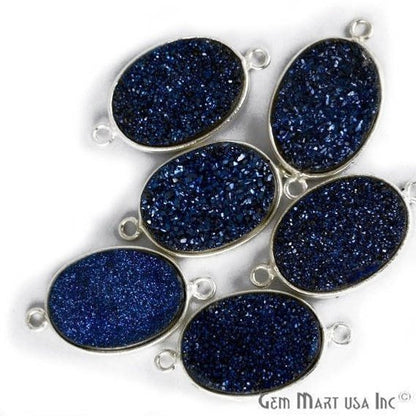 Titanium Druzy 13x18mm Oval Bezel Gemstone Connector (Pick Your Color, Bail, Plating) - GemMartUSA