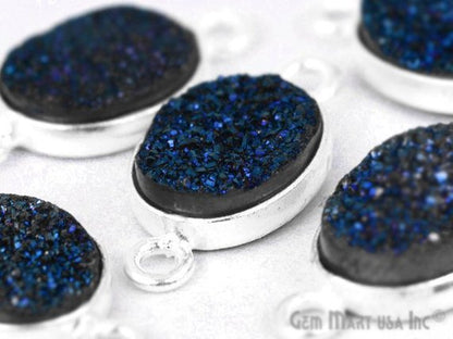 Titanium Druzy 8x10mm Oval Bezel Gemstone Connector (Pick Your Color, Bail, Plating) - GemMartUSA