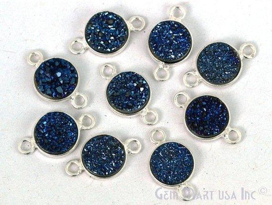 Titanium Druzy 8mm Round Bezel Connector (Pick Color, Bail, Plating) - GemMartUSA