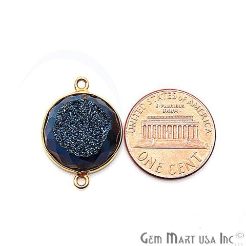 Window Druzy 16mm Round Bezel Cave Druzy Double Bail Gemstone Connector (Pick Your Color) (11271) - GemMartUSA