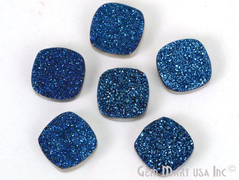 Plain Druzy 12mm Cushion Shape Loose Cabochon (Pick Your Color) - GemMartUSA