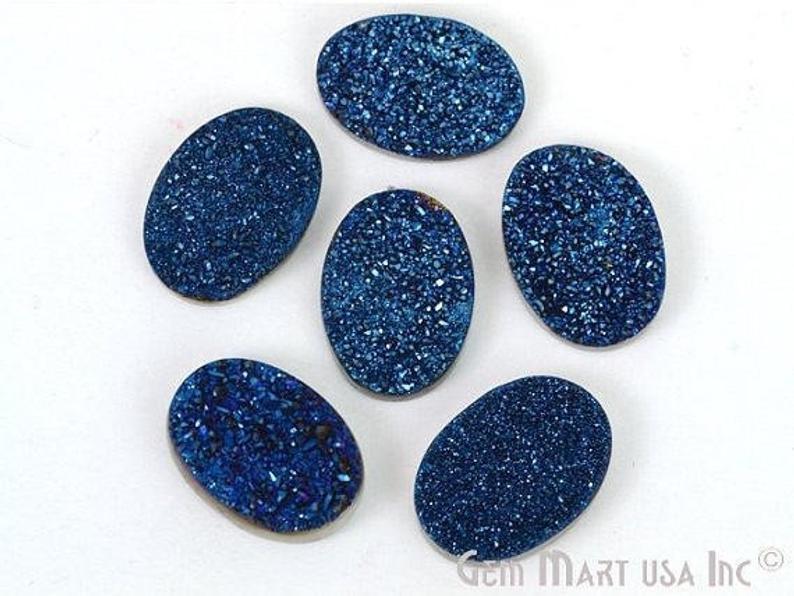 Plain Druzy 13x18mm Oval Shape Loose Cabochon (Pick Your Color) - GemMartUSA